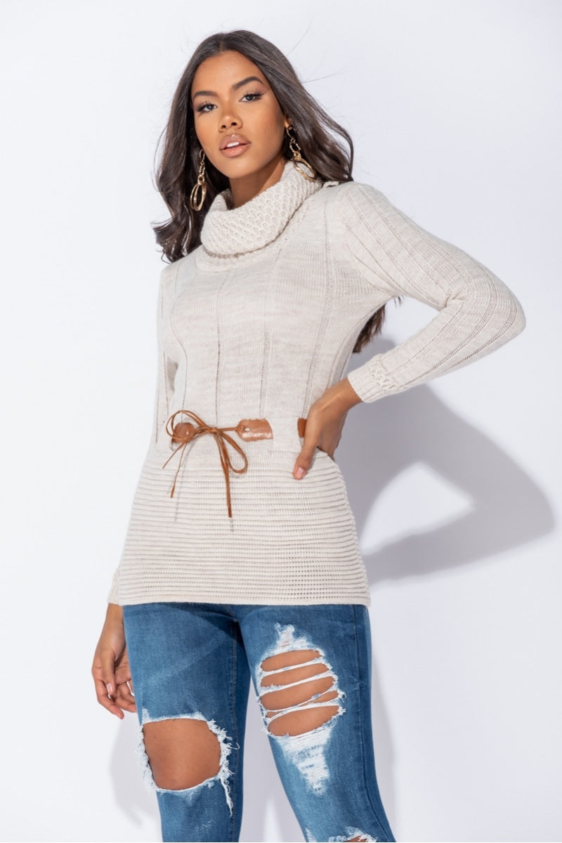 Belted Knitted Jumper