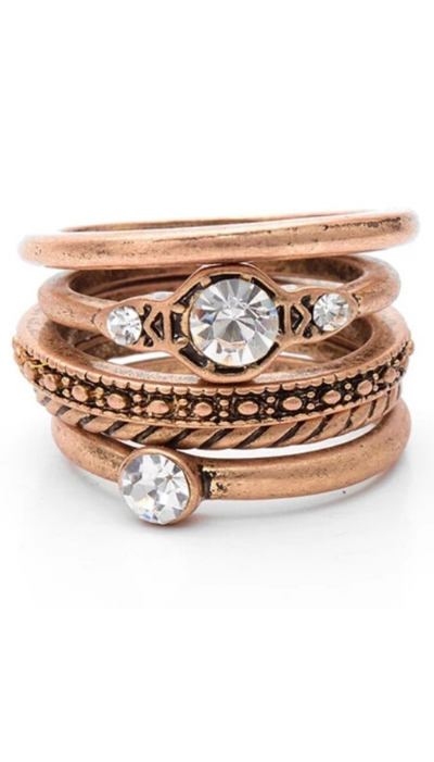 Silver Plated 5 ring set