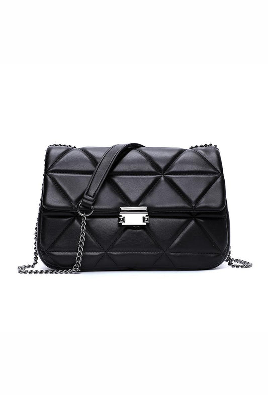 Lara Quilted Shoulder Bag (Black)